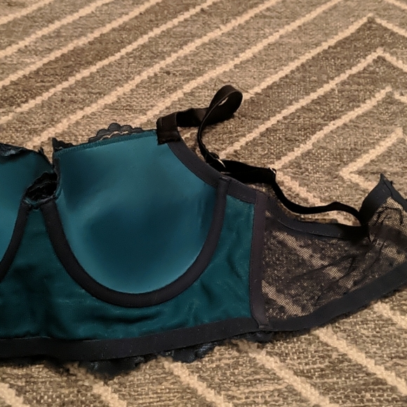 NWOT peacock + black Balconette & Lace Cutout Bra - Picture 7 of 8